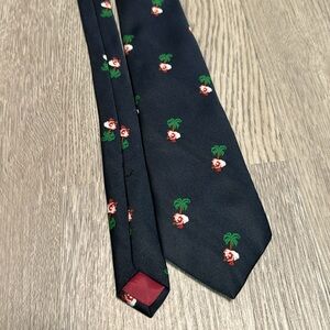 Vintage Burdines Florida Tropical Christmas Santa and Palm Tree Work Office Tie